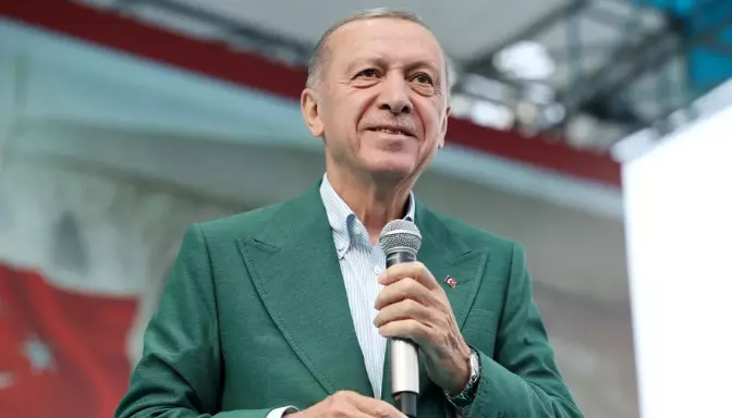 Turkish President Recep Tayyip Erdogan speaks during a public meeting at Republic Square in Sivas, Turkey on Tuesday