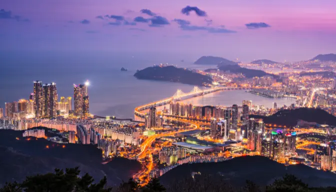 Skyline of Busan, South Korea at night