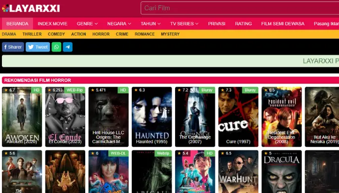 LayarXXI, Situs Ilegal Nonton Streaming dan Download Film Gratis